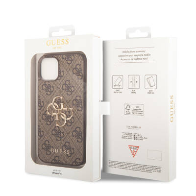 Apple iPhone 14 Case Guess PU Leather Cover with Large Metal Logo Design - 7