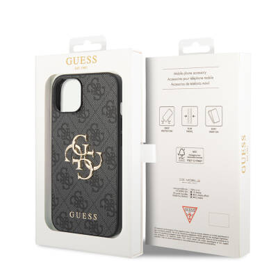 Apple iPhone 14 Case Guess PU Leather Cover with Large Metal Logo Design - 15