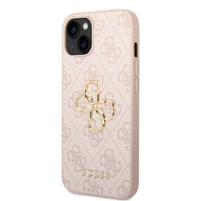 Apple iPhone 14 Case Guess PU Leather Cover with Large Metal Logo Design - 18