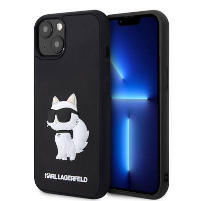 Apple iPhone 14 Case Karl Lagerfeld 3D Rubber Choupette Design Cover - 1