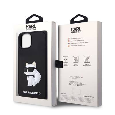 Apple iPhone 14 Case Karl Lagerfeld 3D Rubber Choupette Design Cover - 4