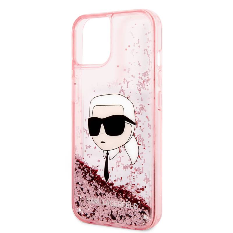 Apple iPhone 14 Case Karl Lagerfeld Liquid Glitter Karl Head Design Cover - 6