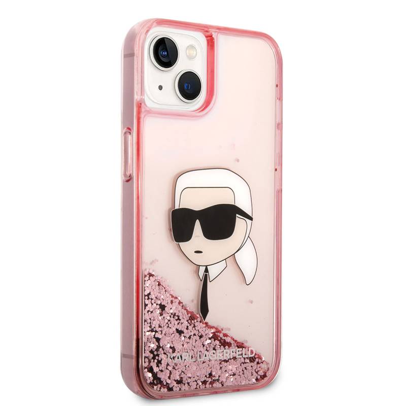 Apple iPhone 14 Case Karl Lagerfeld Liquid Glitter Karl Head Design Cover - 8