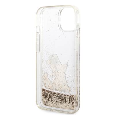 Apple iPhone 14 Case Karl Lagerfeld Liquid Glittery Choupette Design Cover - 2