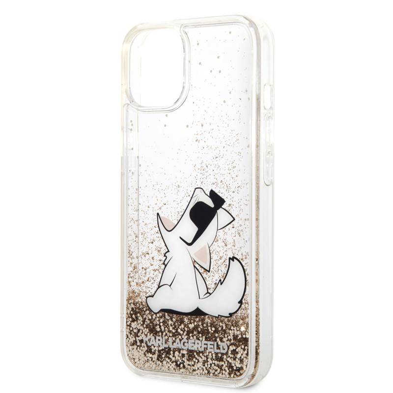 Apple iPhone 14 Case Karl Lagerfeld Liquid Glittery Choupette Design Cover - 6