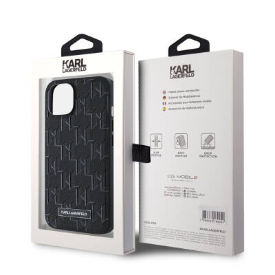 Apple iPhone 14 Case Karl Lagerfeld Original Licensed Magsafe Charging Featured KL Written Hot Stamp Cover - 16