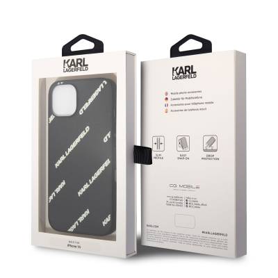 Apple iPhone 14 Case Karl Lagerfeld PU Faux Leather Logo Design Cover - 3