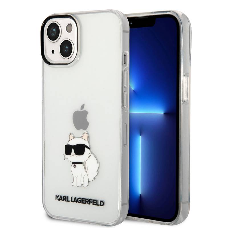 Apple iPhone 14 Case Karl Lagerfeld Transparent Choupette Design Cover - 1