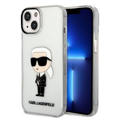 Apple iPhone 14 Case Karl Lagerfeld Transparent Iconic Karl Design Cover - 1