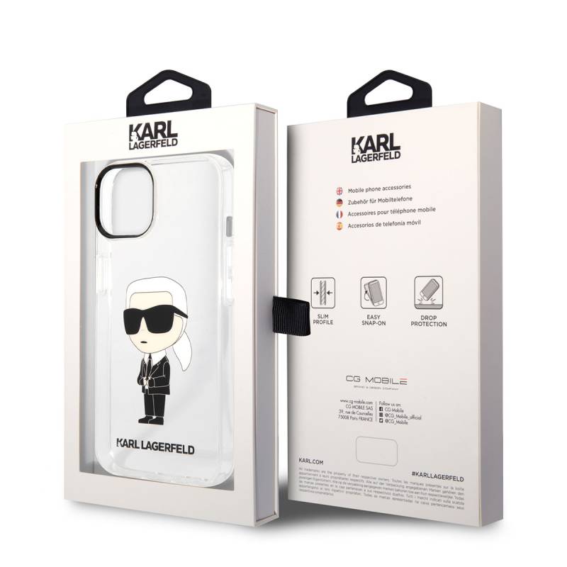 Apple iPhone 14 Case Karl Lagerfeld Transparent Iconic Karl Design Cover - 7