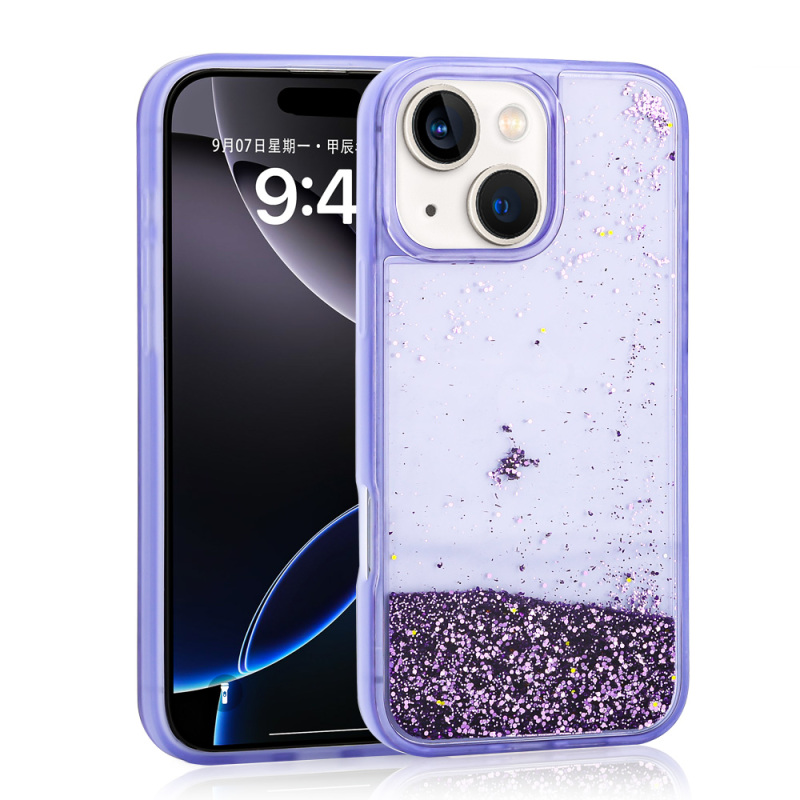 Apple iPhone 14 Case Liquid Glitter Transparent Back Surface Zore Keto Silicone Cover - 3