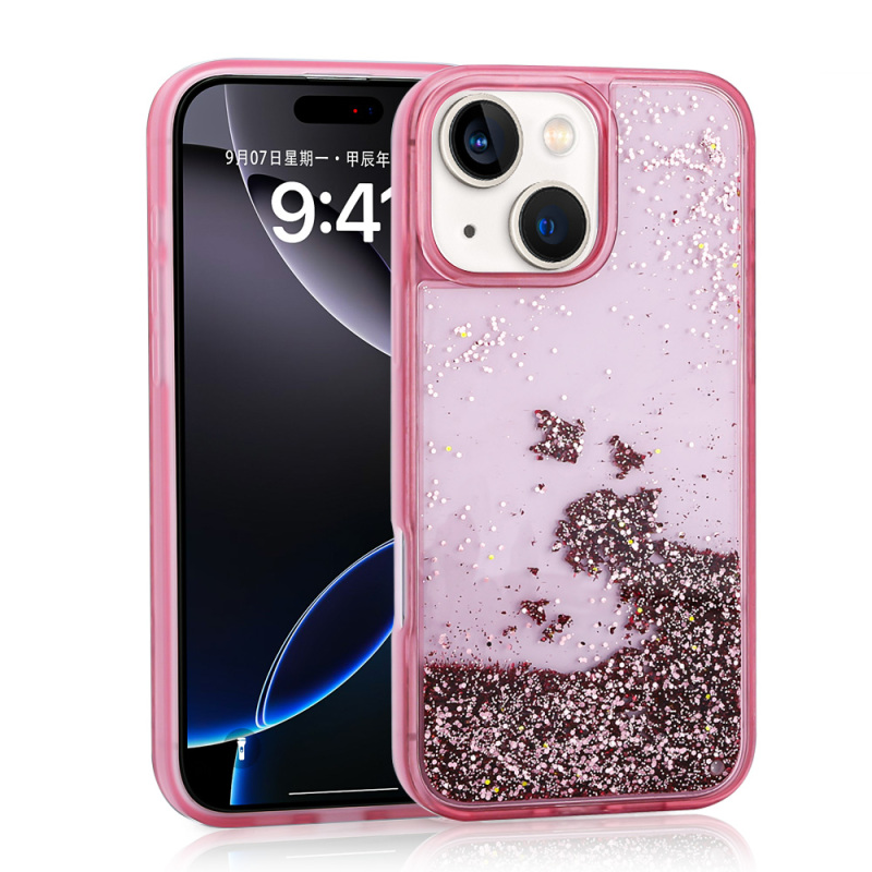 Apple iPhone 14 Case Liquid Glitter Transparent Back Surface Zore Keto Silicone Cover - 4