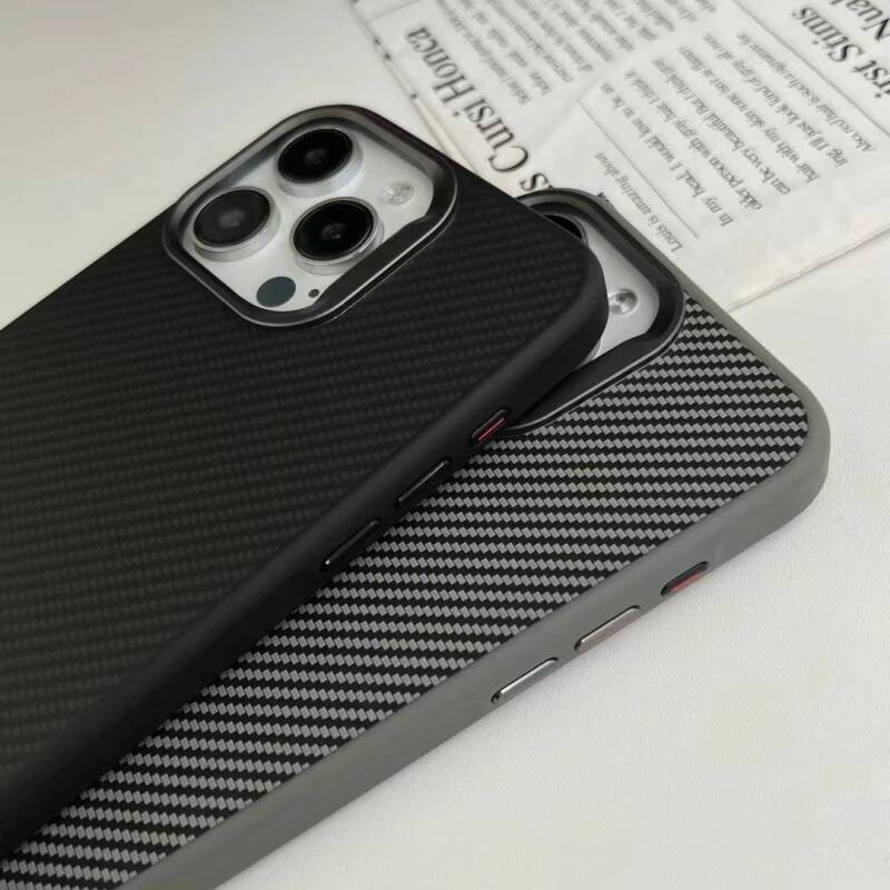 Apple iPhone 14 Case Magsafe Charging Feature Carbon Fiber Look Zore Troy Cover - 7