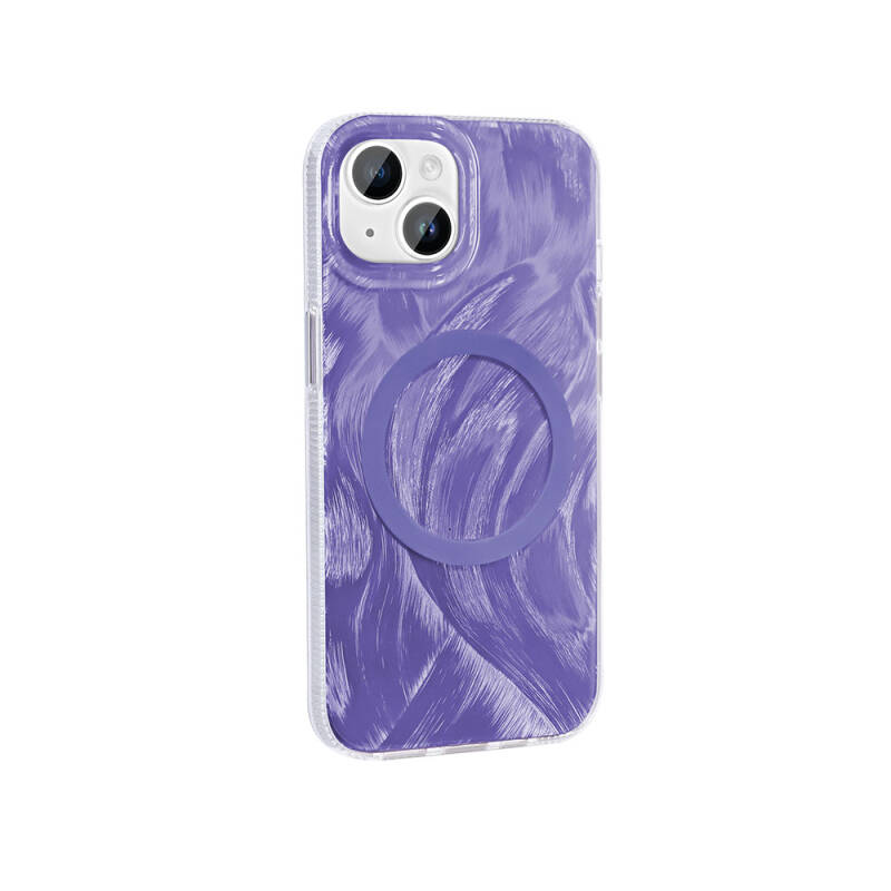 Apple iPhone 14 Case Magsafe Charging Featured Brush Paint Patterned Zore Palette Cover - 10