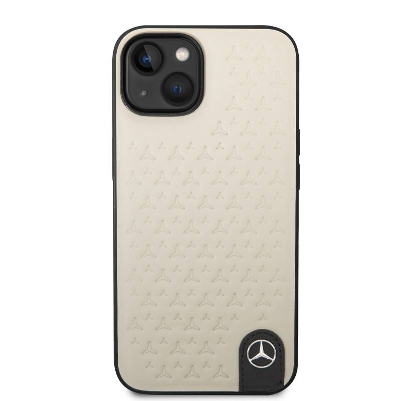 Apple iPhone 14 Case Mercedes Benz Genuine Leather Star Design Cover - 3