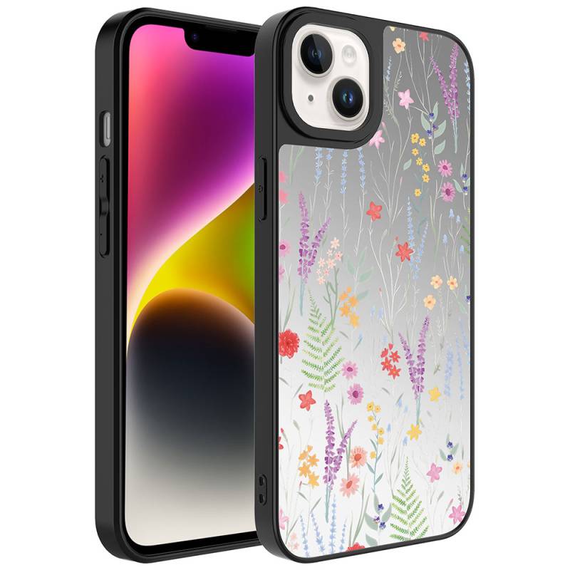 Apple iPhone 14 Case Mirror Patterned Camera Protected Glossy Zore Mirror Cover - 9