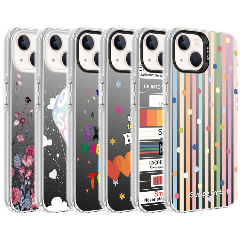 Apple iPhone 14 Case Patterned Zore Silver Hard Cover - 2