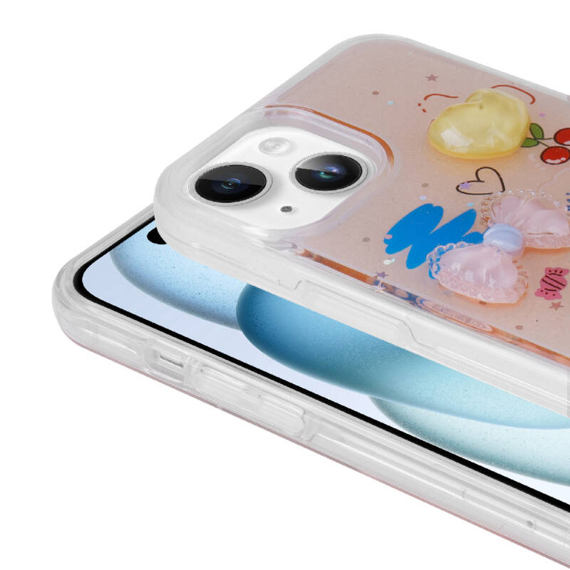 Apple iPhone 14 Case Relief Figured Shiny Zore Minimini Silicone Cover - 9