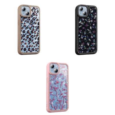 Apple iPhone 14 Case Stone and Glitter Design Zore Azra Cover - 11