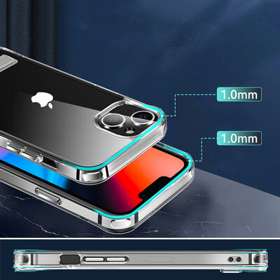 Apple iPhone 14 Case With Stand Transparent Silicone Zore L-Stand Cover - 7