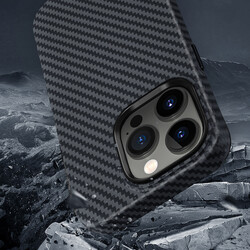 Apple iPhone 14 Case Wiwu Carbon Fiber Look Magsafe Wireless Charge Featured Kabon Cover - 13