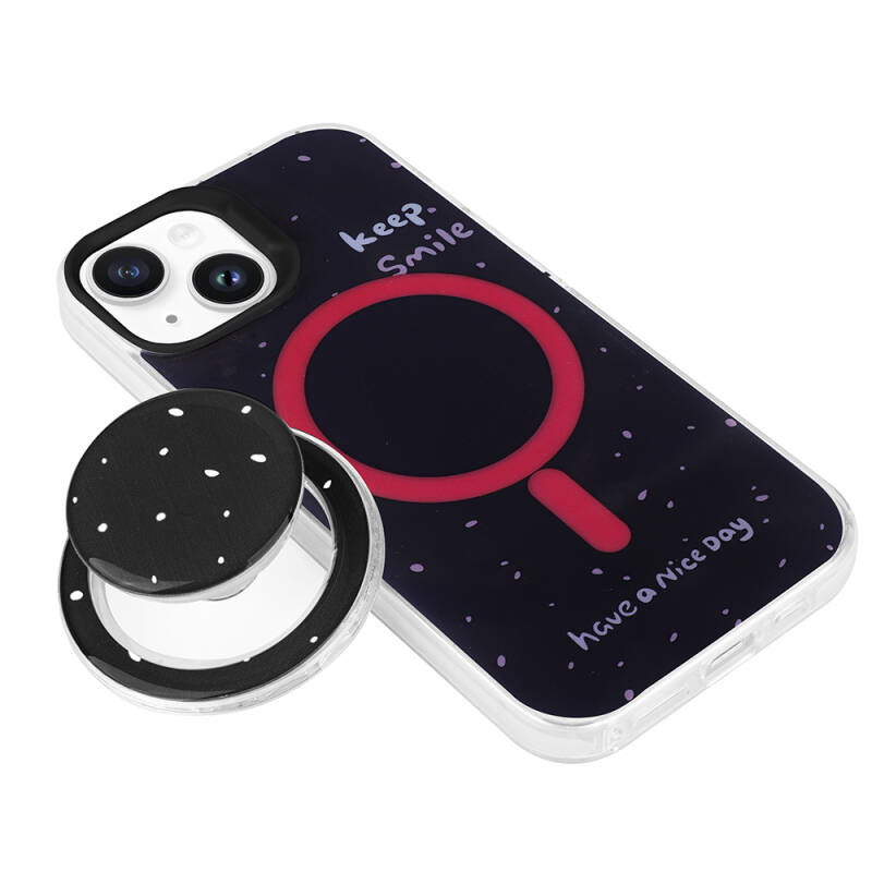 Apple iPhone 14 Case Zore Tiktok Cover with Magsafe Charging Feature and Plug-in Pop Socket - 8