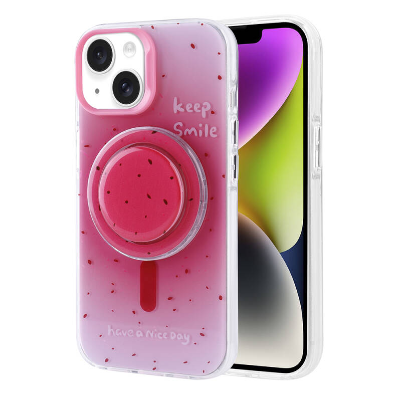 Apple iPhone 14 Case Zore Tiktok Cover with Magsafe Charging Feature and Plug-in Pop Socket - 4