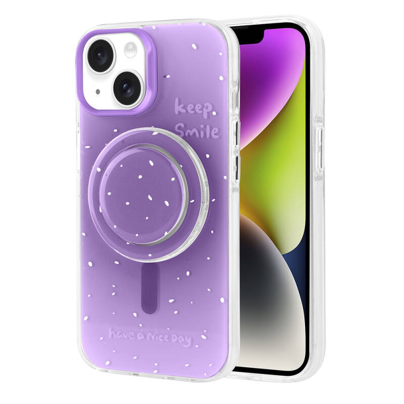 Apple iPhone 14 Case Zore Tiktok Cover with Magsafe Charging Feature and Plug-in Pop Socket - 5