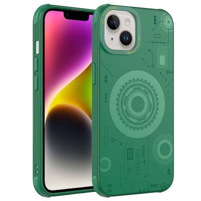 Apple iPhone 14 Case Zore Wireless Charging Patterned Hot Cover - 7