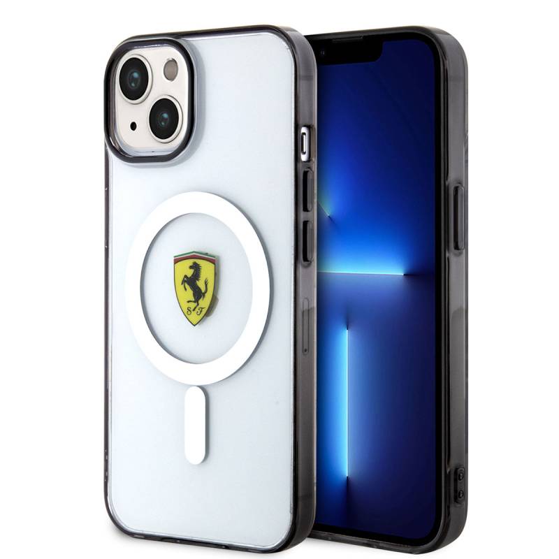 Apple iPhone 14 Kılıf Ferrari Magsafe Şarj Özellikli Transparan Dizayn Kapak - 1