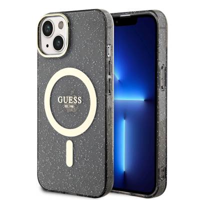 Apple iPhone 14 Kılıf GUESS Magsafe Şarj Özellikli Glitter Kapak - 1