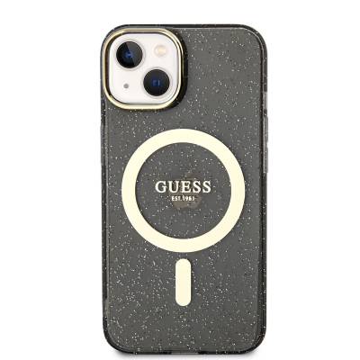 Apple iPhone 14 Kılıf GUESS Magsafe Şarj Özellikli Glitter Kapak - 6