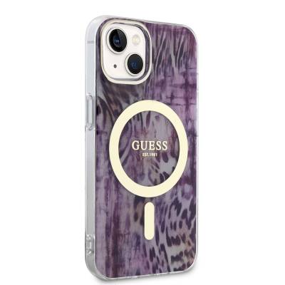 Apple iPhone 14 Kılıf GUESS Magsafe Şarj Özellikli Leopar Desenli Kapak - 8