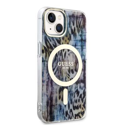 Apple iPhone 14 Kılıf GUESS Magsafe Şarj Özellikli Leopar Desenli Kapak - 9