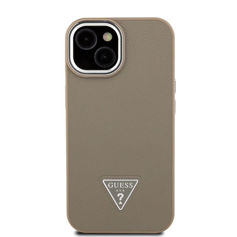 Apple iPhone 14 Kılıf Guess Orjinal Lisanslı M-safe Şarj Özellikli Grained Triangle Kapak - 3
