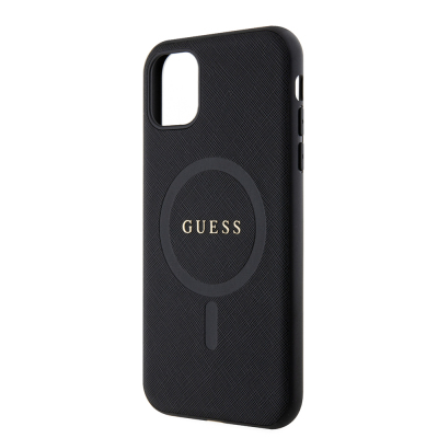 Apple iPhone 14 Kılıf Guess Orjinal Lisanslı Magsafe Şarj Özellikli Yazı Logolu Saffiano Classic Kapak - 7