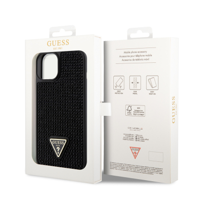 Apple iPhone 14 Kılıf Guess Orjinal Lisanslı Taşlı Arka Yüzey Üçgen Logolu Kapak - 33