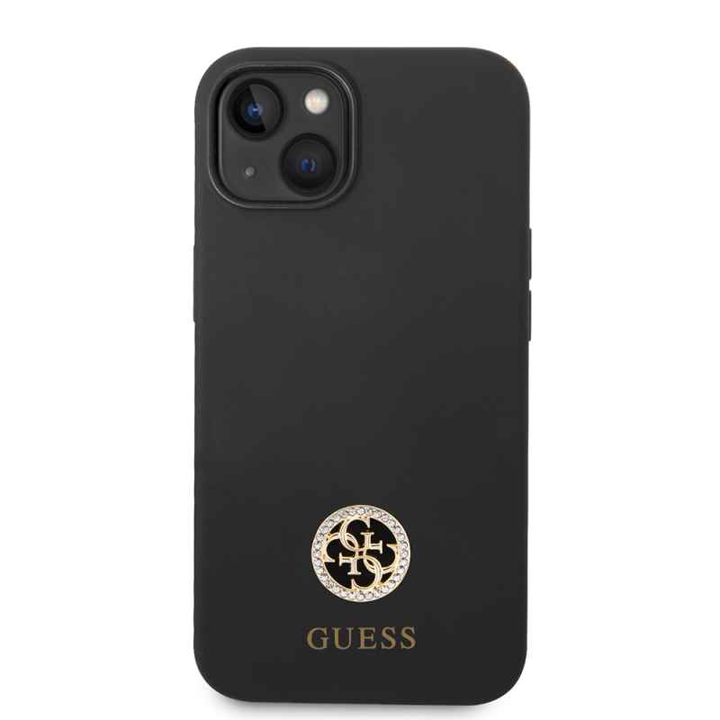 Apple iPhone 14 Kılıf Guess Orjinal Lisanslı Yazı ve Taşlı 4G Logolu Silikon Kapak - 4