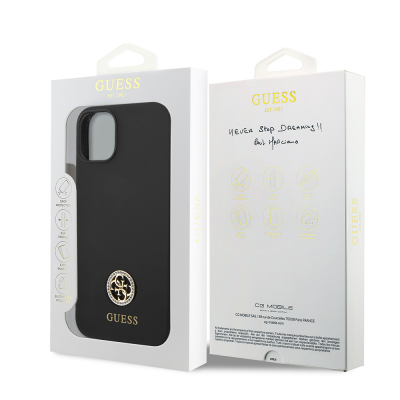 Apple iPhone 14 Kılıf Guess Orjinal Lisanslı Yazı ve Taşlı 4G Logolu Silikon Kapak - 9
