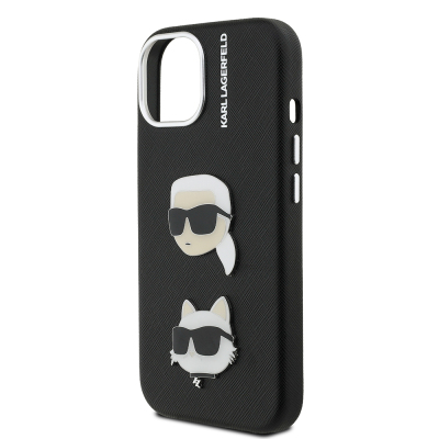 Apple iPhone 14 Kılıf Karl Lagerfeld Orjinal Lisanslı K&C Heads Pin Kapak - 7