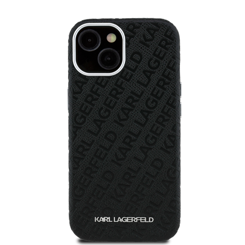 Apple iPhone 14 Kılıf Karl Lagerfeld Orjinal Lisanslı PU Deri Damgalı Metal Yazı Logolu Kapak - 4
