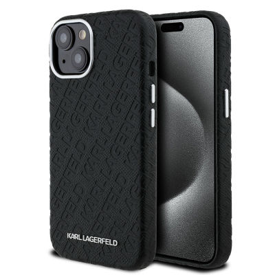 Apple iPhone 14 Kılıf Karl Lagerfeld Orjinal Lisanslı PU Deri Damgalı Metal Yazı Logolu Kapak - 2