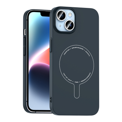 Apple iPhone 14 Kılıf M-Safe Şarj Özellikli Kamera Korumalı Zore Elio Sert PC Kapak - 1