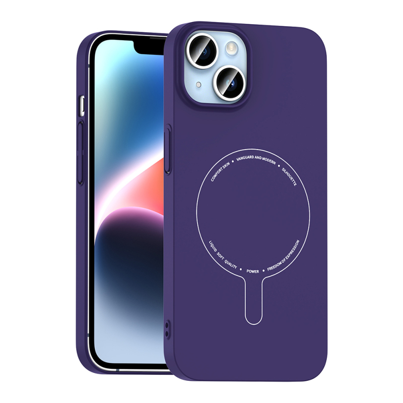 Apple iPhone 14 Kılıf M-Safe Şarj Özellikli Kamera Korumalı Zore Elio Sert PC Kapak - 6
