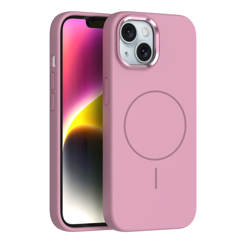 Apple iPhone 14 Kılıf M-Safe Şarj Özellikli Metal Kamera Çerçeveli Zore Edi Silikon Kapak - 1