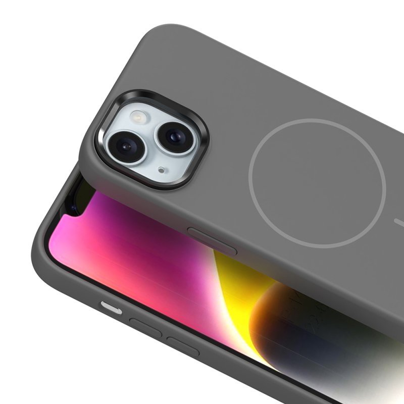 Apple iPhone 14 Kılıf M-Safe Şarj Özellikli Metal Kamera Çerçeveli Zore Edi Silikon Kapak - 19