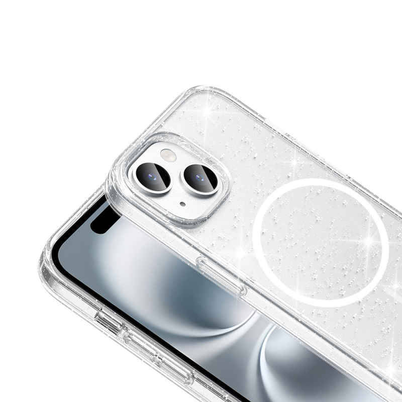 Apple iPhone 14 Kılıf M-safe Şarj Özellikli Parlayan Simli Saydam Renkli Zore Maris Kapak - 4