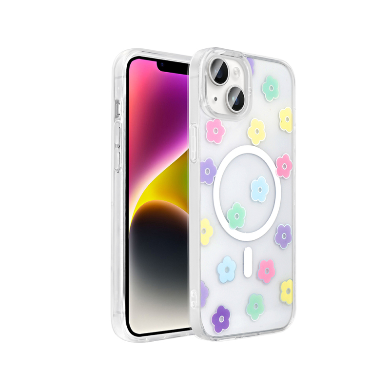 Apple iPhone 14 Kılıf M-Safe Şarj Özellikli Şeffaf Zore Folk Sert Kapak - 5