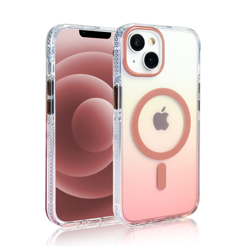 Apple iPhone 14 Kılıf M-safe Şarj Özellikli Transparan Renk Geçişli Zore Toros Kapak - 24