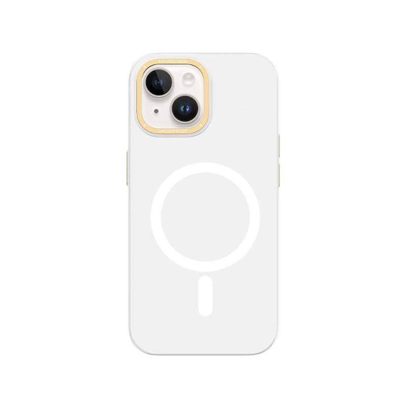 Apple iPhone 14 Kılıf Magsafe Şarj Özellikli Metal Kamera Çerçeveli Recci Glaze Serisi Kapak - 4